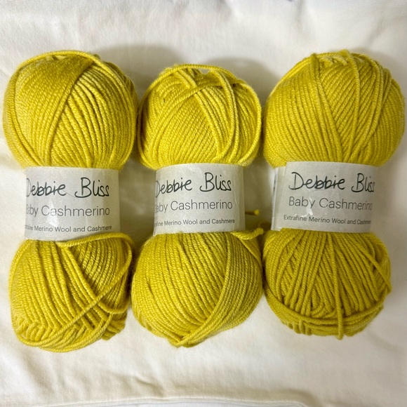 Debbie Bliss Baby Cashmerino Yarn Wool Cashmere Yellow 3 x 50g skeins 340091 - Picture 1 of 5